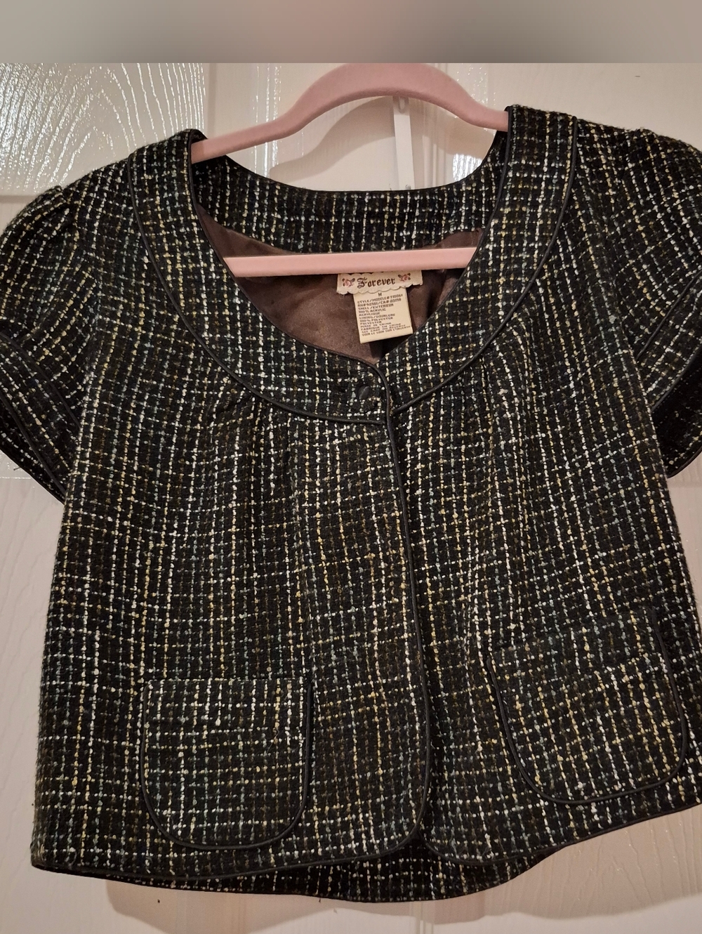 VINTAGE FOREVER 21 | SZ MEDIUM | y2k tweed short sleeve blazer
